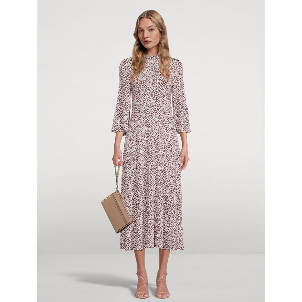 Samsoe Samsoe Fritta Midi Jersey Floral Dress in Choco XL